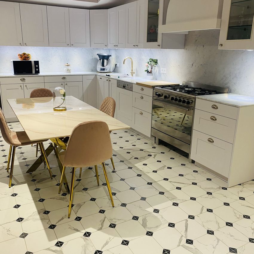 Pose de carrelage moderne, carrelage cabochon